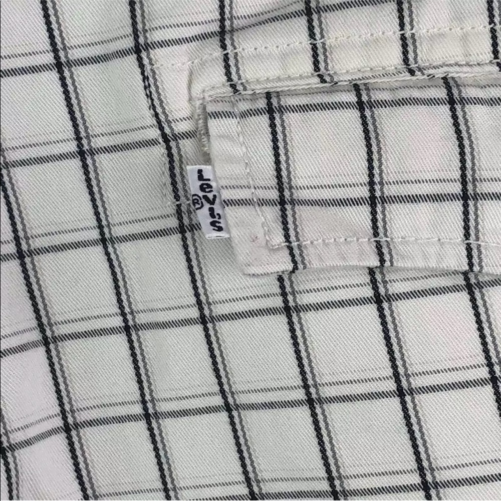 Levis 36 Shorts Cargo White Blue Checks Plaid A - Picture 4 of 8